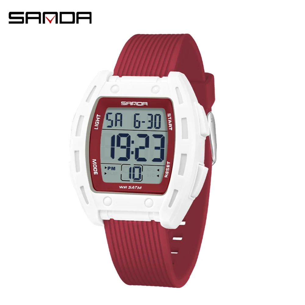 2026 SANDA Men's Electronic Watches Stopwatch Alarm 5ATM Waterproof Sports Digital Watch for Men Luxury Shockproof Clock Reloj