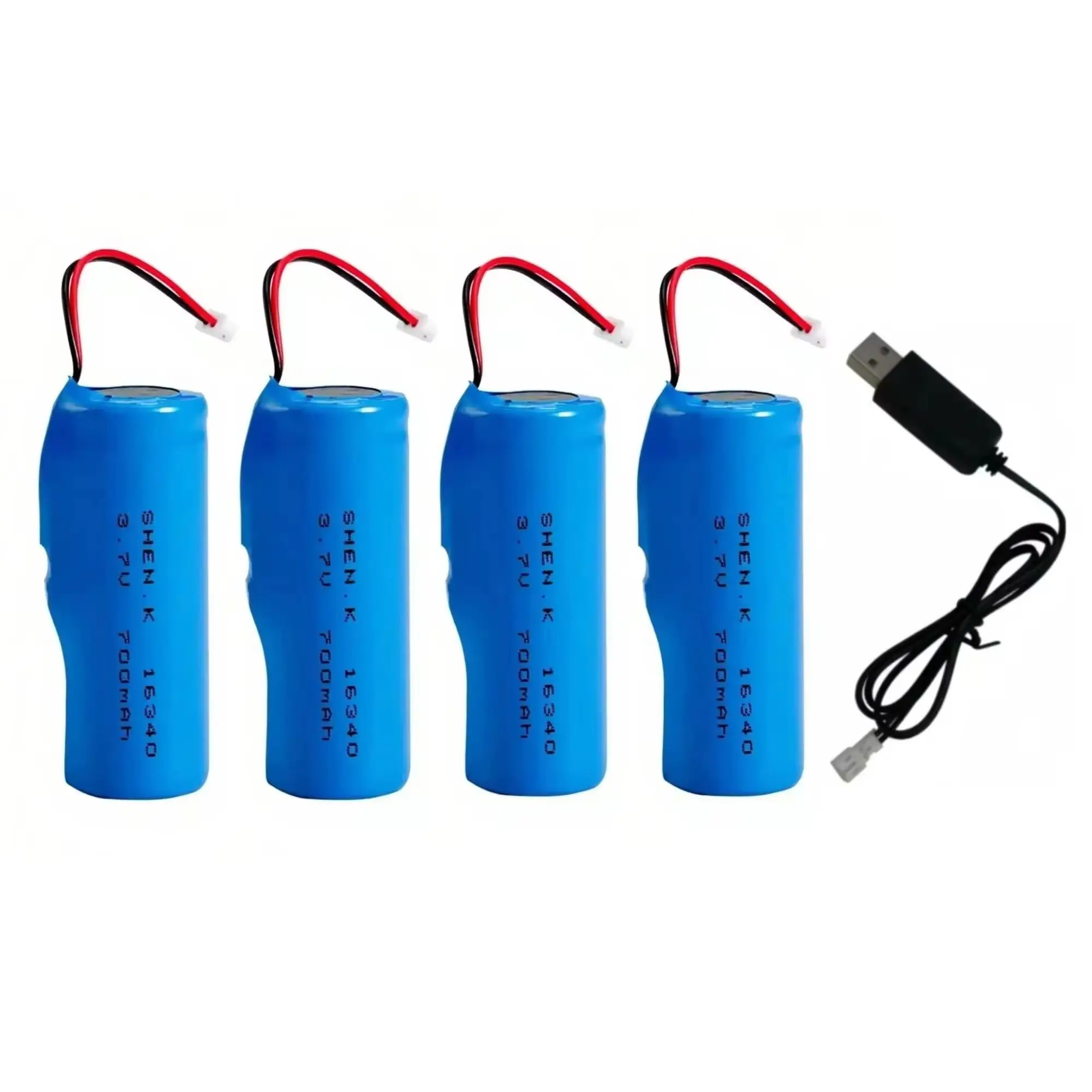 4PCS 16340 3.7V 700mAh Rechargeable Lithium Battery with Connector Wires CR123A For Camera Smoke Alarm Monitor Flashlight Toy