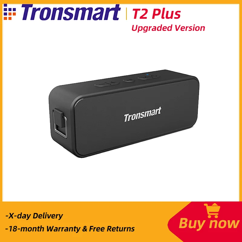 Tronsmart T2 Plus Speaker Upgraded Version with Bluetooth 5.3, Waterproof IPX7, NFC,24H Playtime, Micro SD for Camping, Outdoor