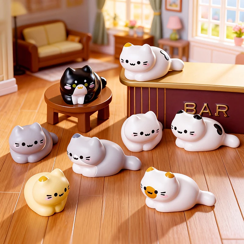 -8pc Cute Cat Animal Decoration Resin Craft Miniature Figure Tiny For Bonsai Fairy Garden Home Decor