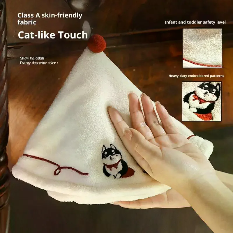 منشفة يد معلقة للحمام والمطبخ للأطفال الكبار سميكة ماصة لا تساقط التطريز تجفيف منشفة #3