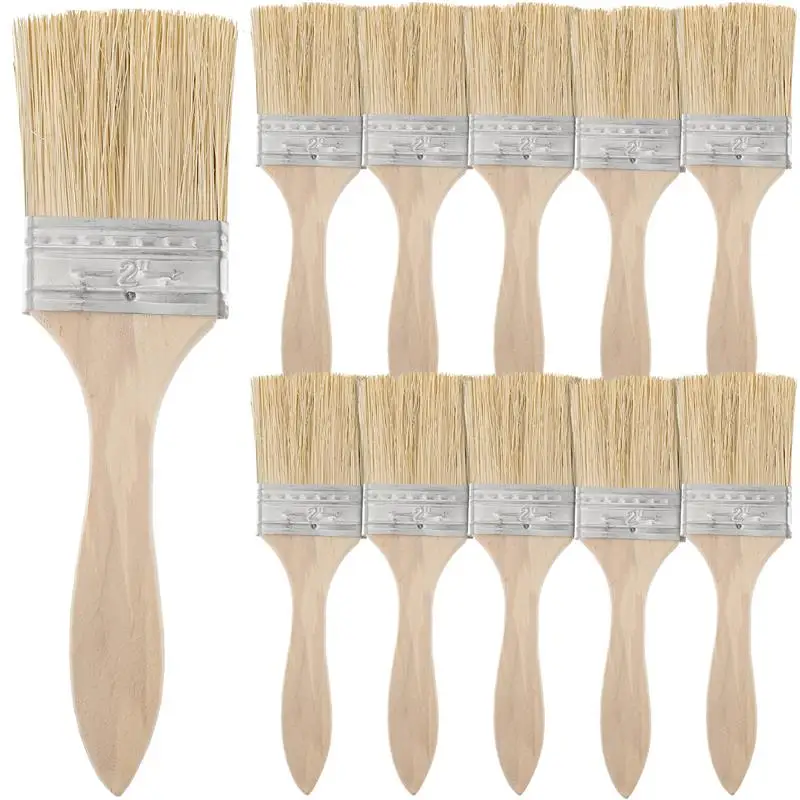 10Pcs Thickened Wooden Handle Painting Brush Wall Paint Brush Butter Mixed Fiber Painting Brush Paint Application Tools