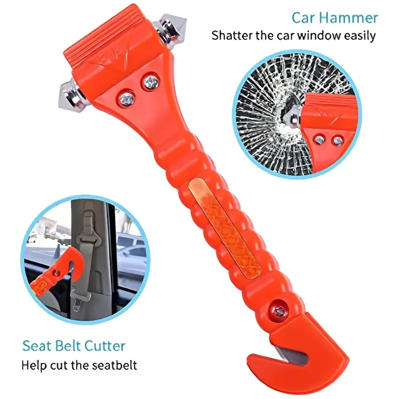 2pcs 2-in-1 Car Safety Hammer Accessories - Emergency Escape Tool with Window Breaker & Seat Belt Cutter for Family Rescue