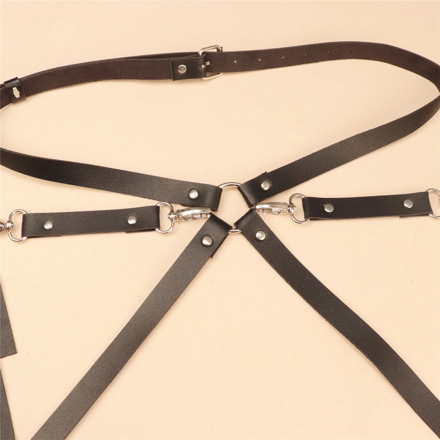 UYEE Women Pu Leather Harness Garter Sword Belt Sexy Lady Tight Bondage Lingerie Gothic Rave Leg Harness Thigh Body Garter