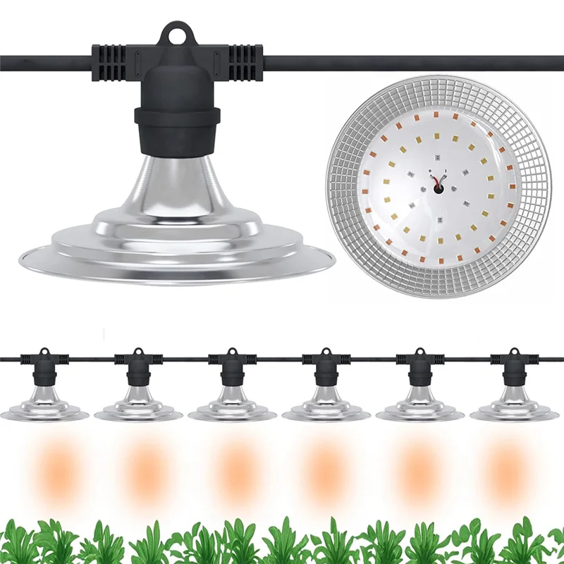 A98E-6 Light Outdoor LED Grow Lights Waterproof Full Spectrum Greenhouse Lights For Plants,21FT Adjustable