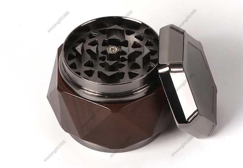 Zinc Alloy Exquisite 70mm Four-Layer Three-Compartment Diamond-Shaped Grinder Large Capacity Manual Efficient Grinding