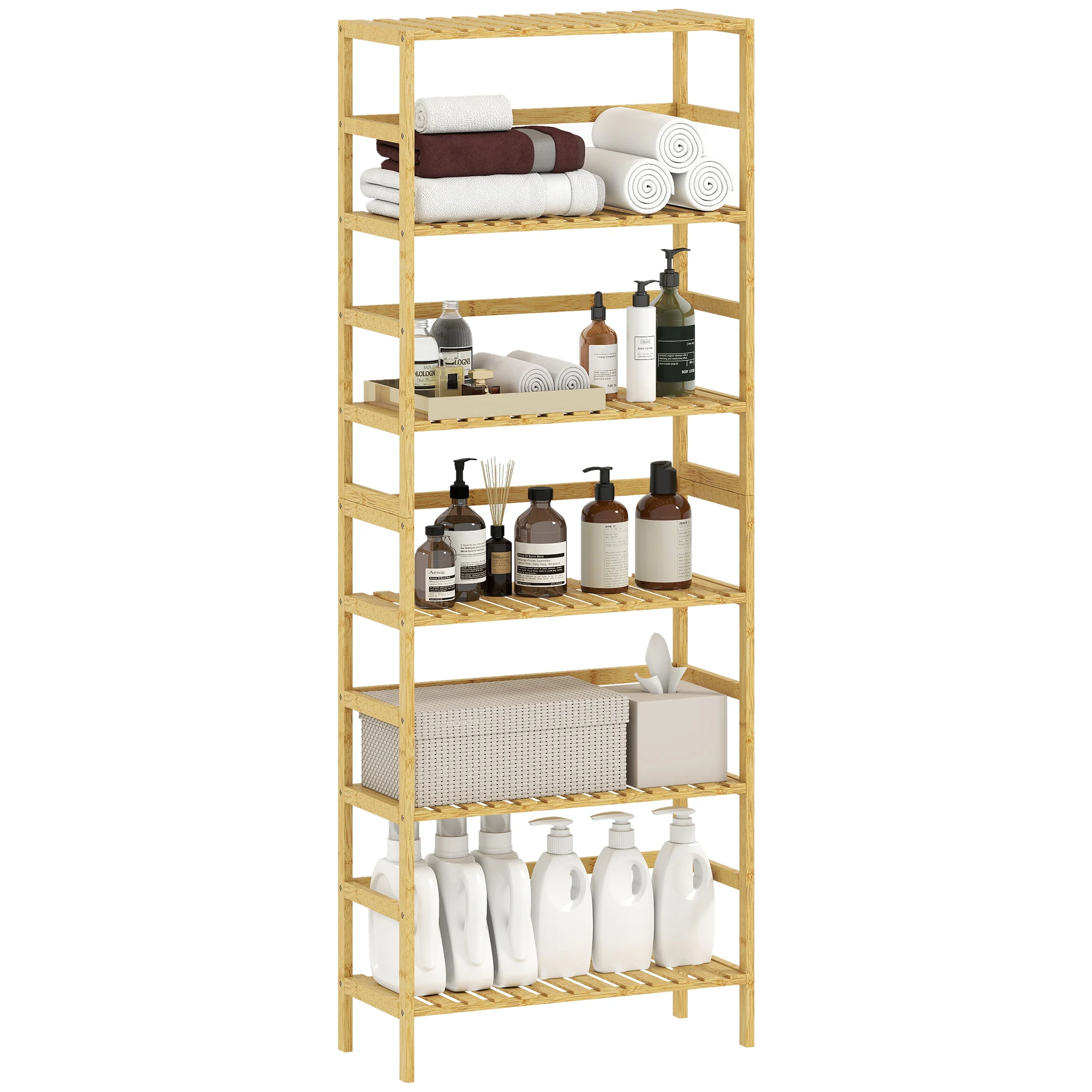 Homcom 6-laags bamboe plank voor badkamer en keuken, naturel