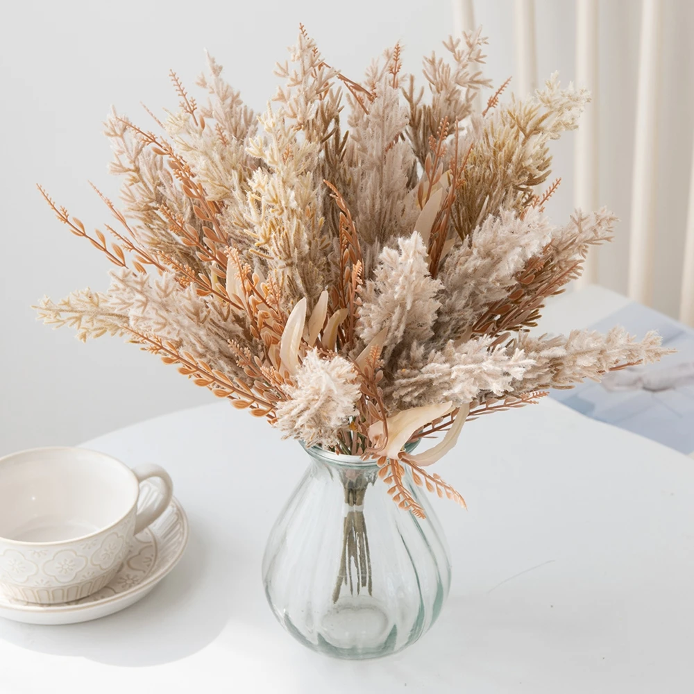 Künstliche Schilfpflanze für Zuhause, Büro, Party, Tischvase, Bonsai-Dekoration, Outdoor, Garten, Hof, Hochzeit, Braut, DIY-Fotografie-Requisite