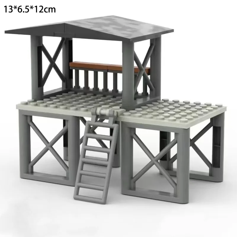 Militär WWII MOC Sentry Post War Szene Sandsack Baustein Soldat Wachturm Spielzeug