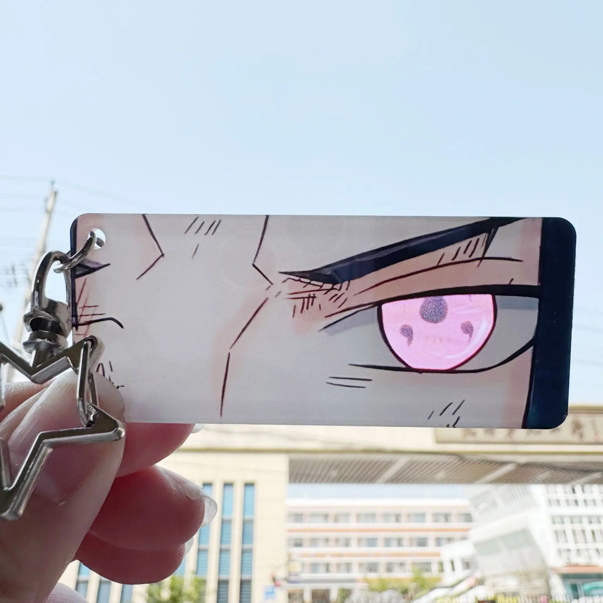 Anime Naruto Reflective Eye Strip Acrylic Keychain Transparent Card Pendant Backpack Charm Cosplay Collection Gift for Fans
