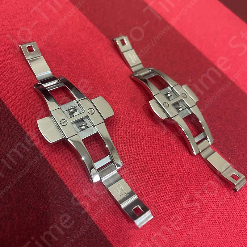 Orologio Accessori con fibbia a farfalla a doppio pulsante Cinturino universale in acciaio inossidabile Cinturino con anello a scatto Fibbia pieghevole 15-27MM