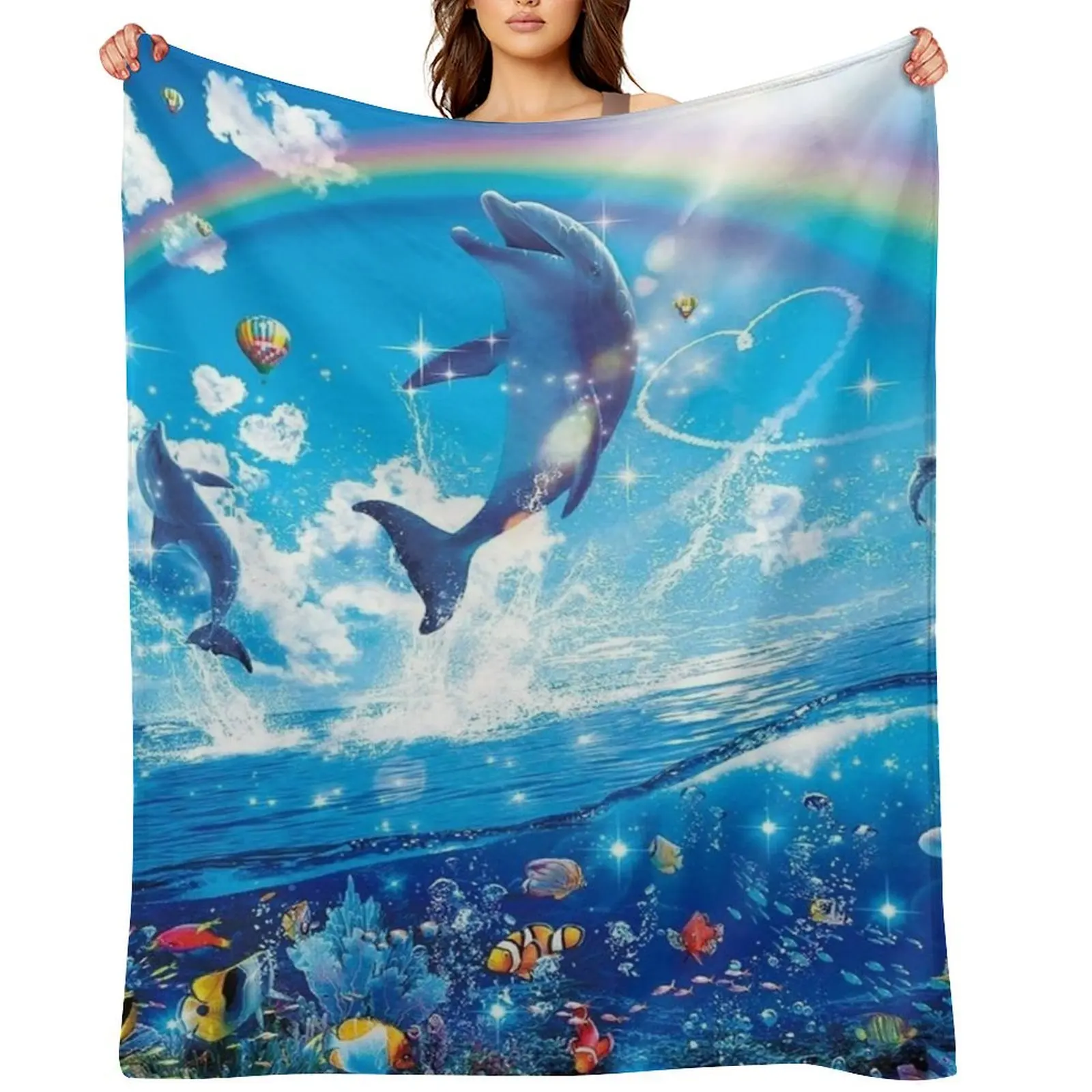 

Symphony Dolphins Frutiger Aero Throw Blanket For Sofa Thin Fashion Sofas Vintage sofa bed Blankets
