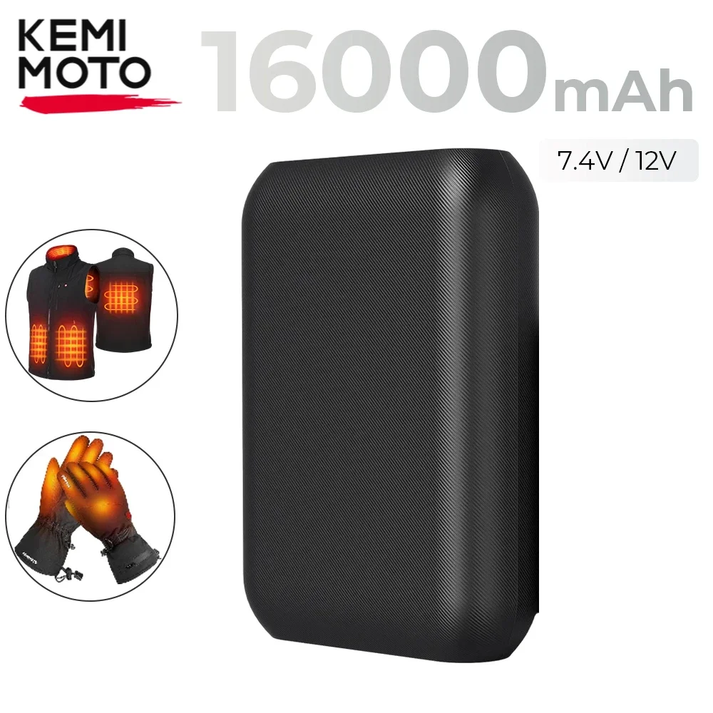 

KEMIMOTO 16000mAh Battery Power Bank USB 12V for Heated Jacket Vest Winter Warmer Heating Outdoor Phone Charging Safety Quality