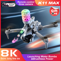 K11 Max mini Drone Professional  8K Three Camera WiFi Aerial Photography Water Bombs Dron Brushless Motor Foldable RC Quadcopter