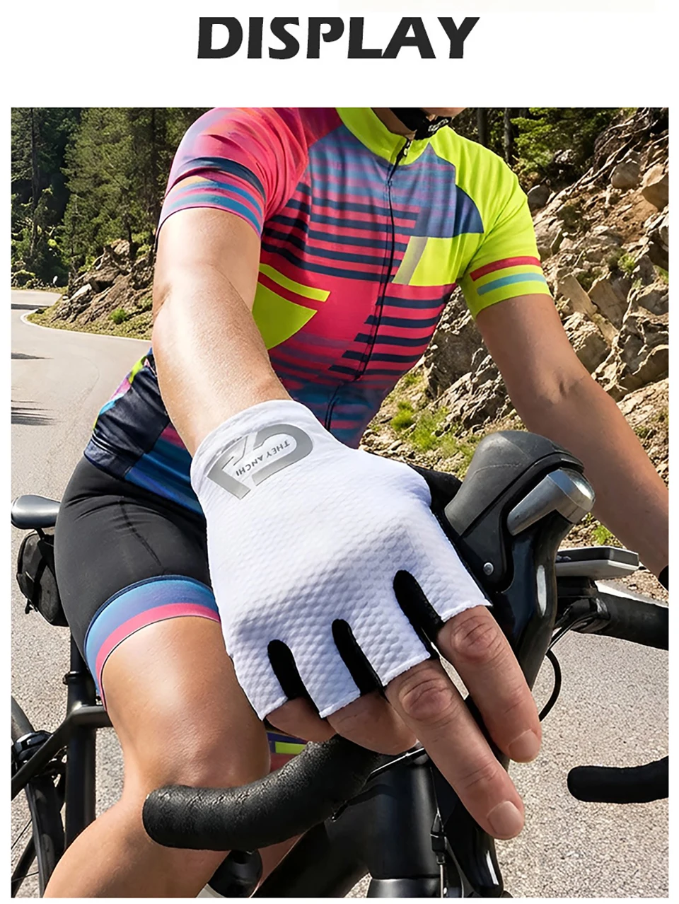GTUBIKE Fahrradhandschuhe, stoßfeste Fahrradhandschuhe mit halben Fingern, atmungsaktive, stoßfeste kurze Fahrradhandschuhe, Sommerhandschuhe mit hoher Elastizität – Detail 13