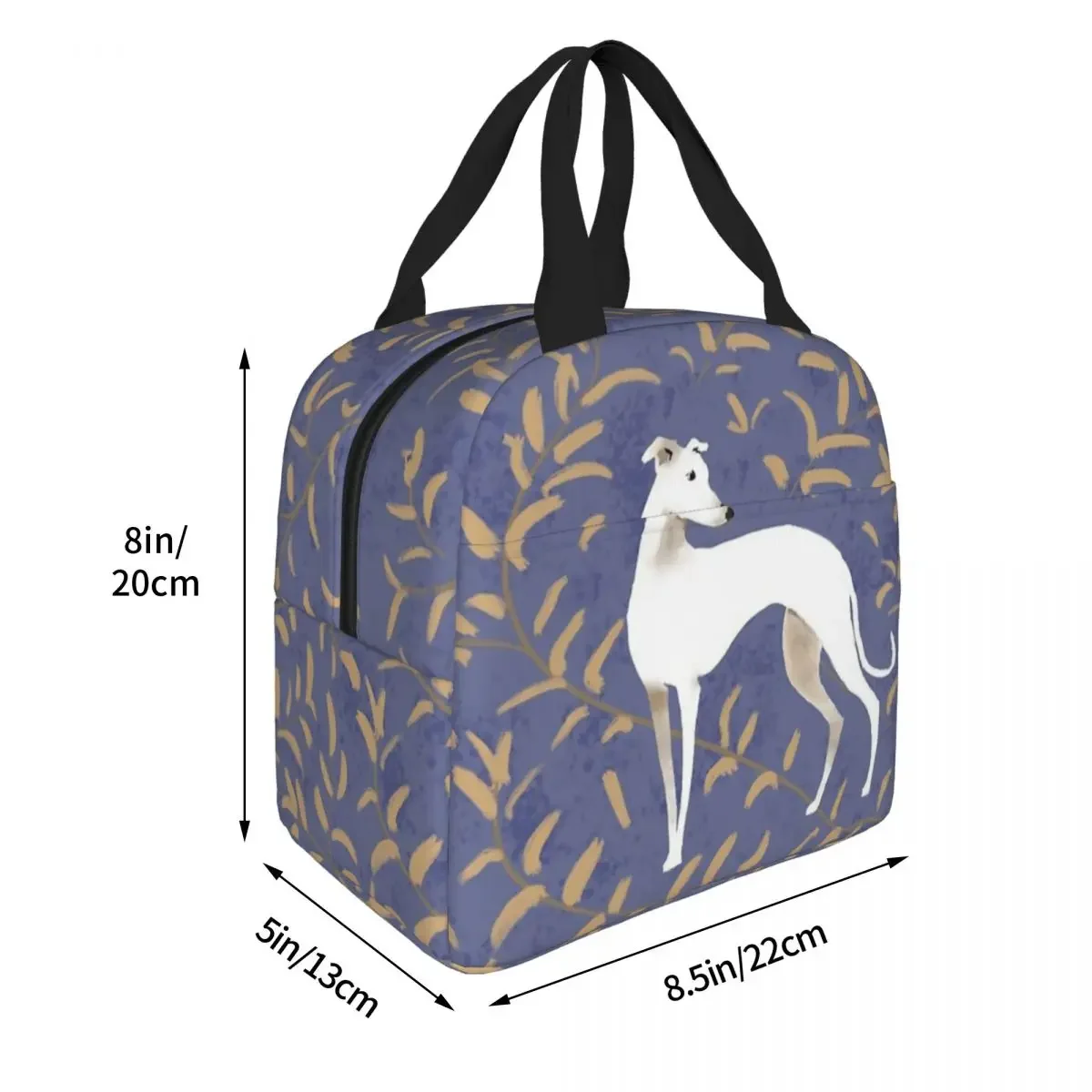 Whippet Brown Leaves Insulated Lunch Bags Cooler Bag Reusable Greyhound Sighthound Dog Large Tote Lunch Box School Travel