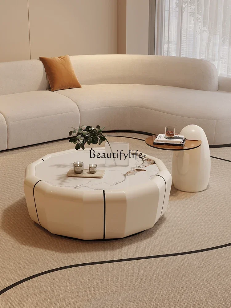 Light luxury cream wind rock board coffee table simple modern small apartment creative coffee table combination