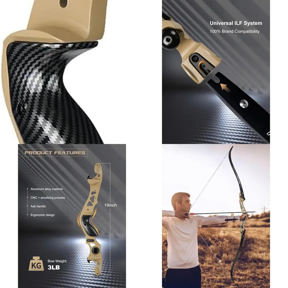 

19 Inch ILF Bow Riser Aluminum Alloy Takedown Recurve Bow Handle Grip Right Hand for Archery Competition Shooting