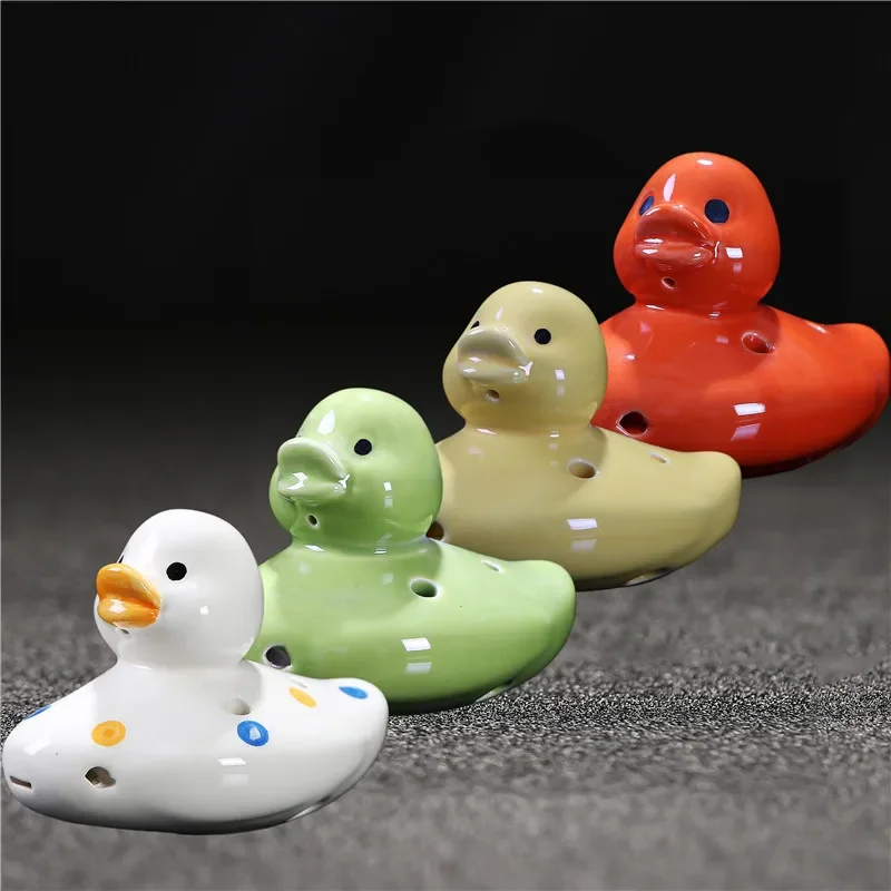 Cartoon Cute Little Yellow Duck Ocarina 6 Holes AC Duck Instrument Pottery Flute Ornament Display Souvenir Musical Instruments