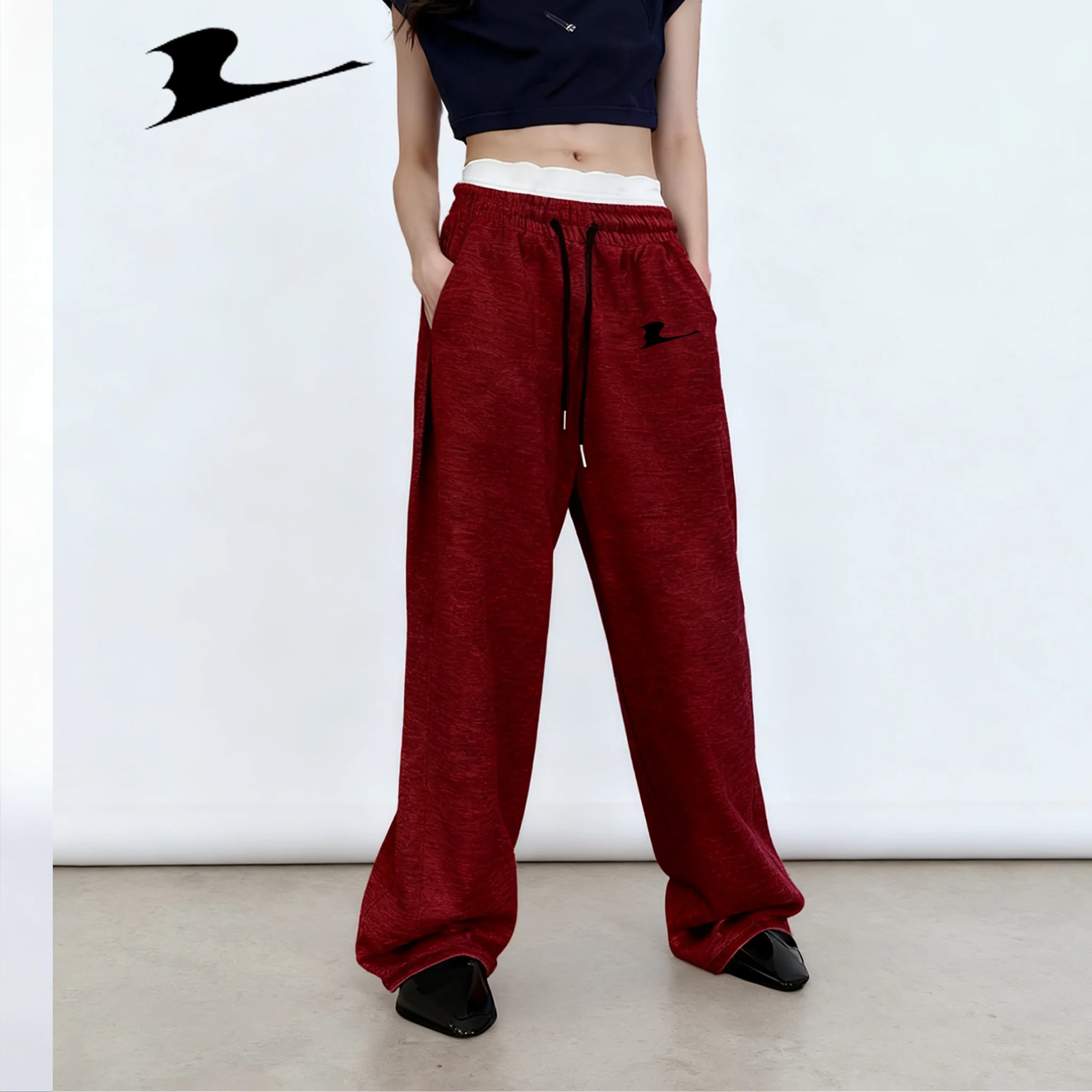 رجل رياضي النورس طباعة ركض عادية فضفاض صالح Sweatpants ربيع الخريف الصوف مبطن السراويل مرونة الخصر الرباط بنطلون #2