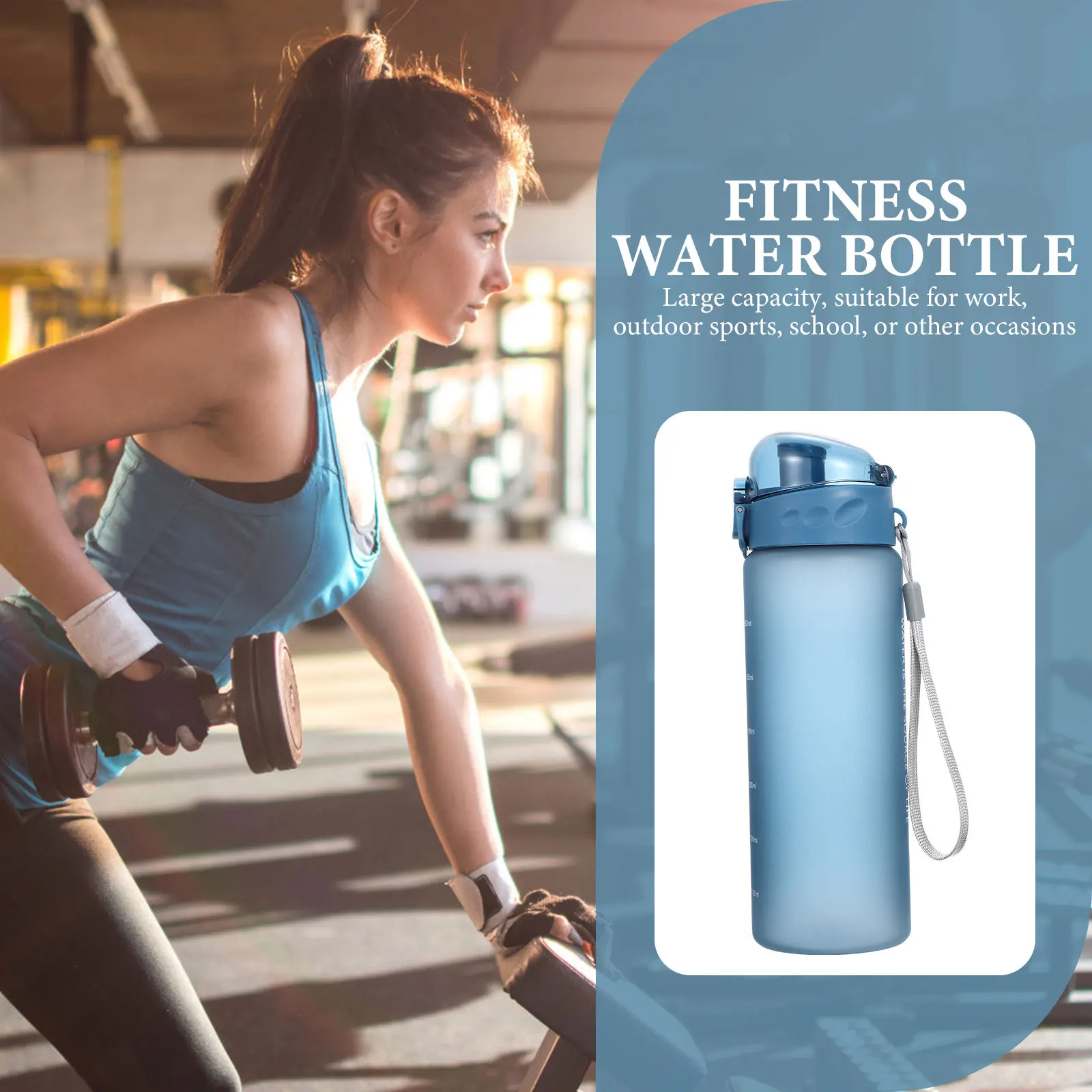 Botella de agua portátil para exteriores, botella de hidratación deportiva estable con cuerpo grueso duradero de gran capacidad