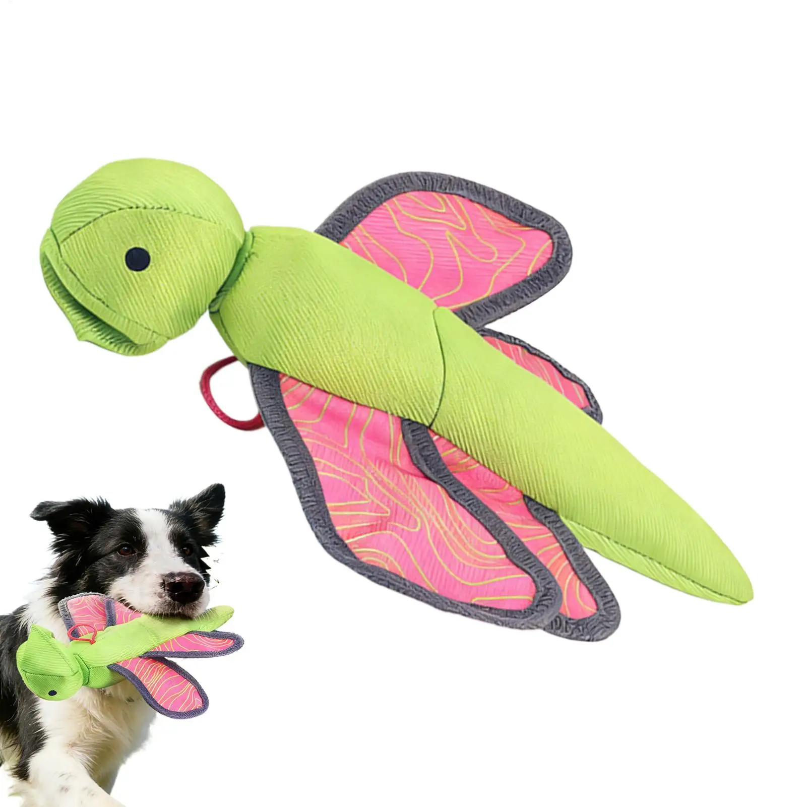 Outdoor Dog Fetch Toys Plush Dragonfly Shaped Launching Game Interactive Dog Toys With Crinkle Paper For Garden Lawn Backyard