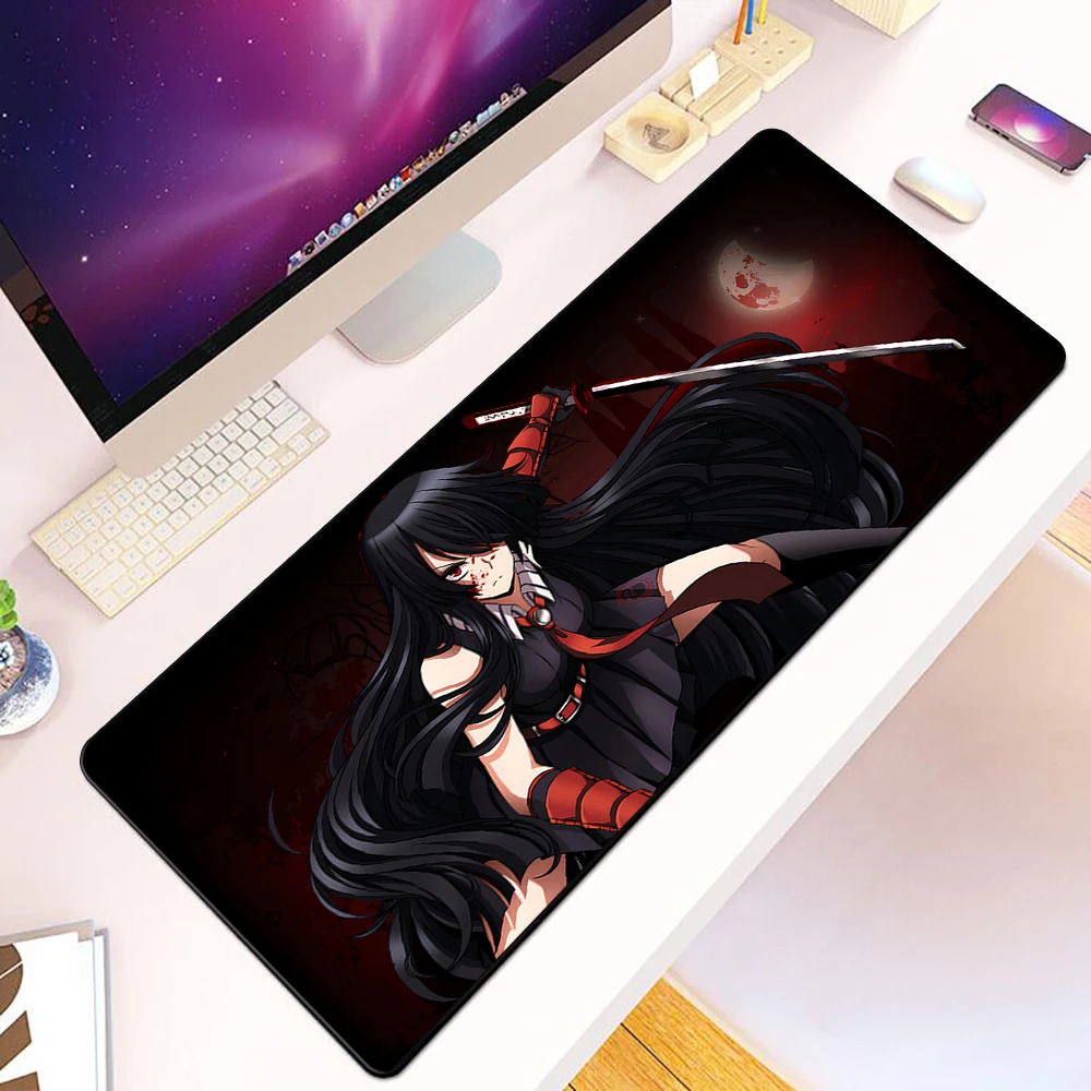 

Коврик для мыши Hot Tragic Anime A-AkameS с HD-печатью, для геймеров, с фиксирующим краем, нескользящий, XXL 90x40 см, для клавиатуры и ПК, настольный коврик