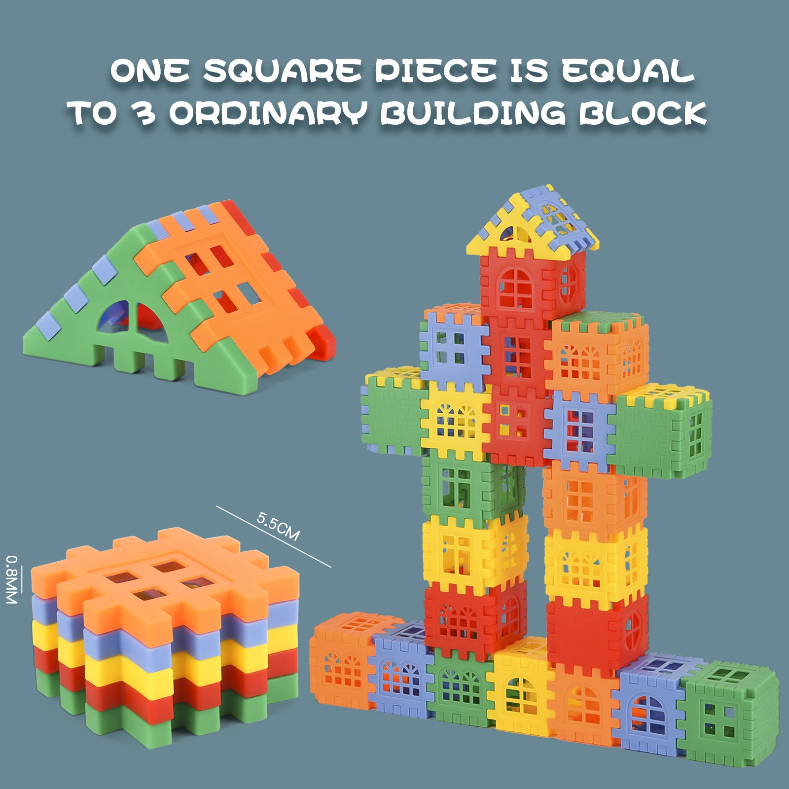 Children's Multicolored Plastic Block Building Houses And DIY Toys