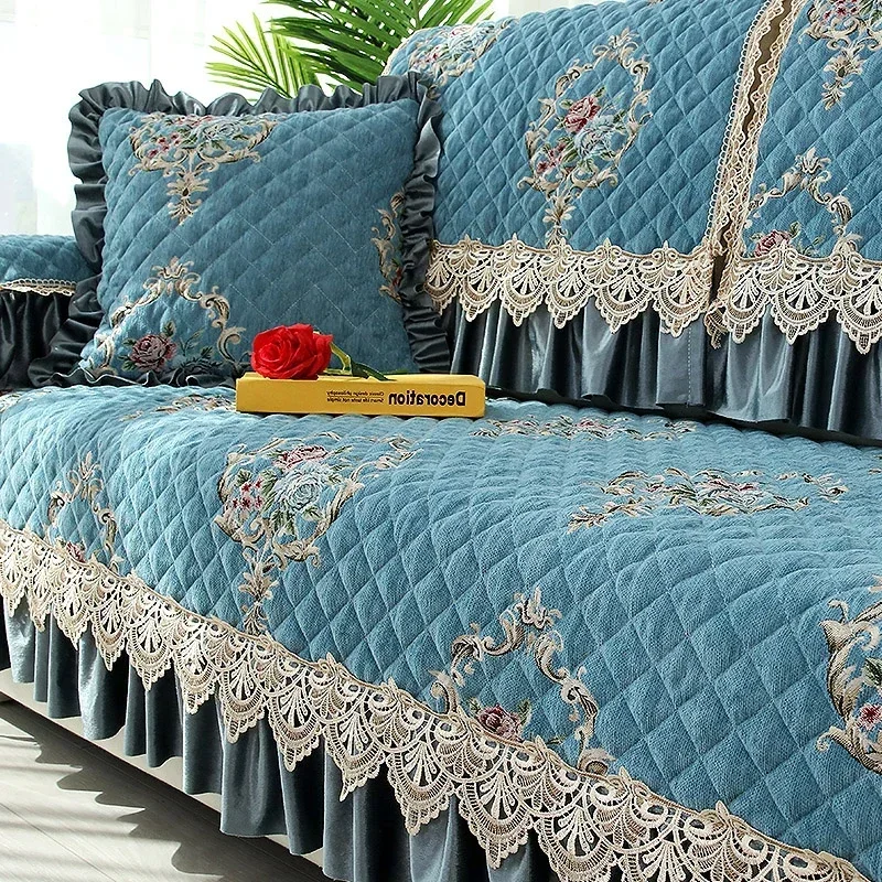 

Большая юбка в европейском стиле, чехол для дивана, четыре сезона, универсальная подушка для дивана, кружевное украшение, противоскользящая подушка для сиденья, полотенце на спинку