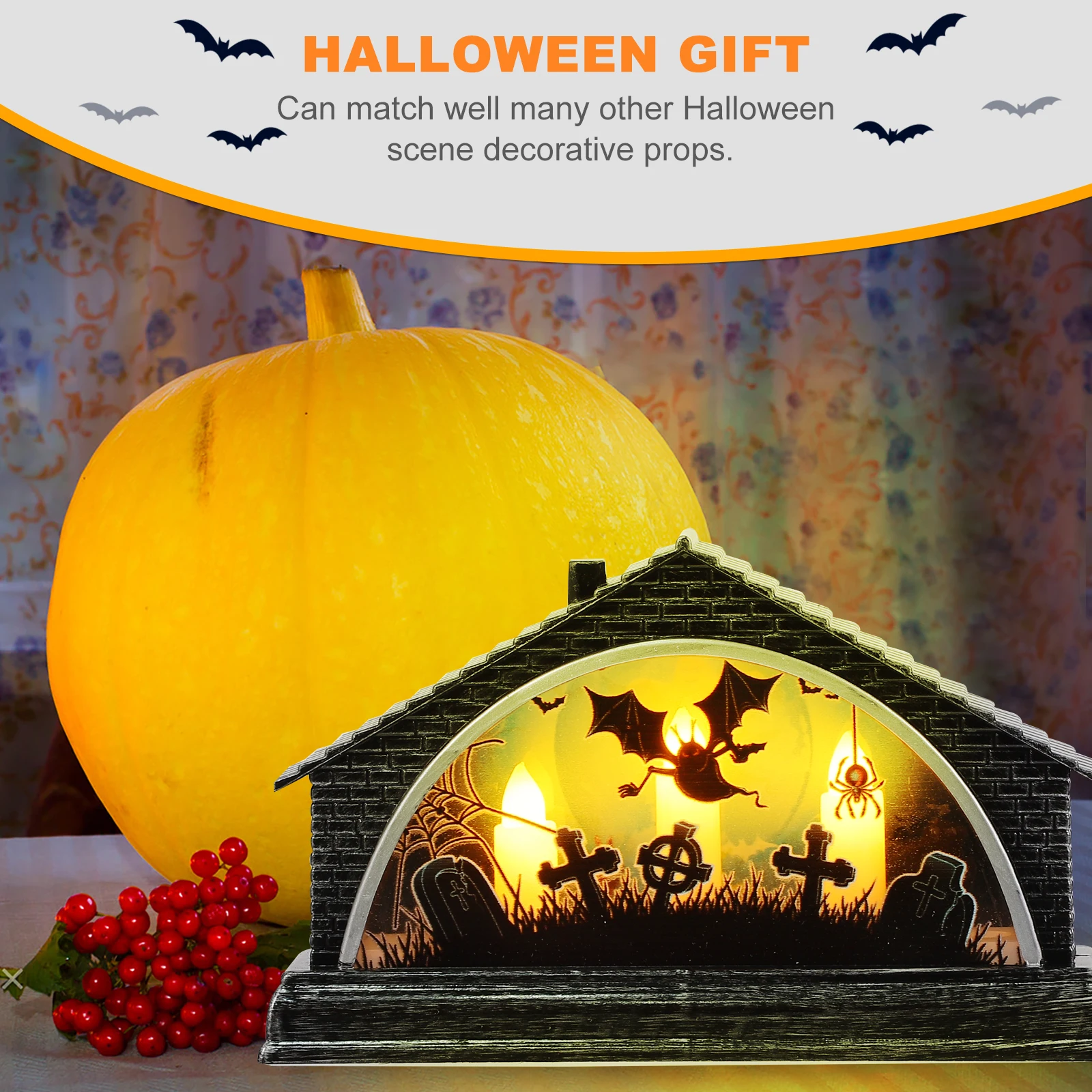 

1pc Retro Led Small House Decoration Light Halloween Home Party Kids Gift Creative Night Lamp House Ornament Desktop Photo