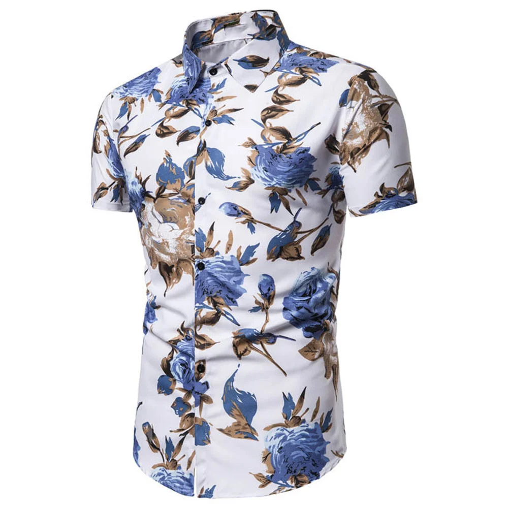 New Summer Floral Shirt For Men Hawaiian Style 3d Printed Lapel With Button Short-sleeved Shirts Y2k Vintage Casual Slim Clothes