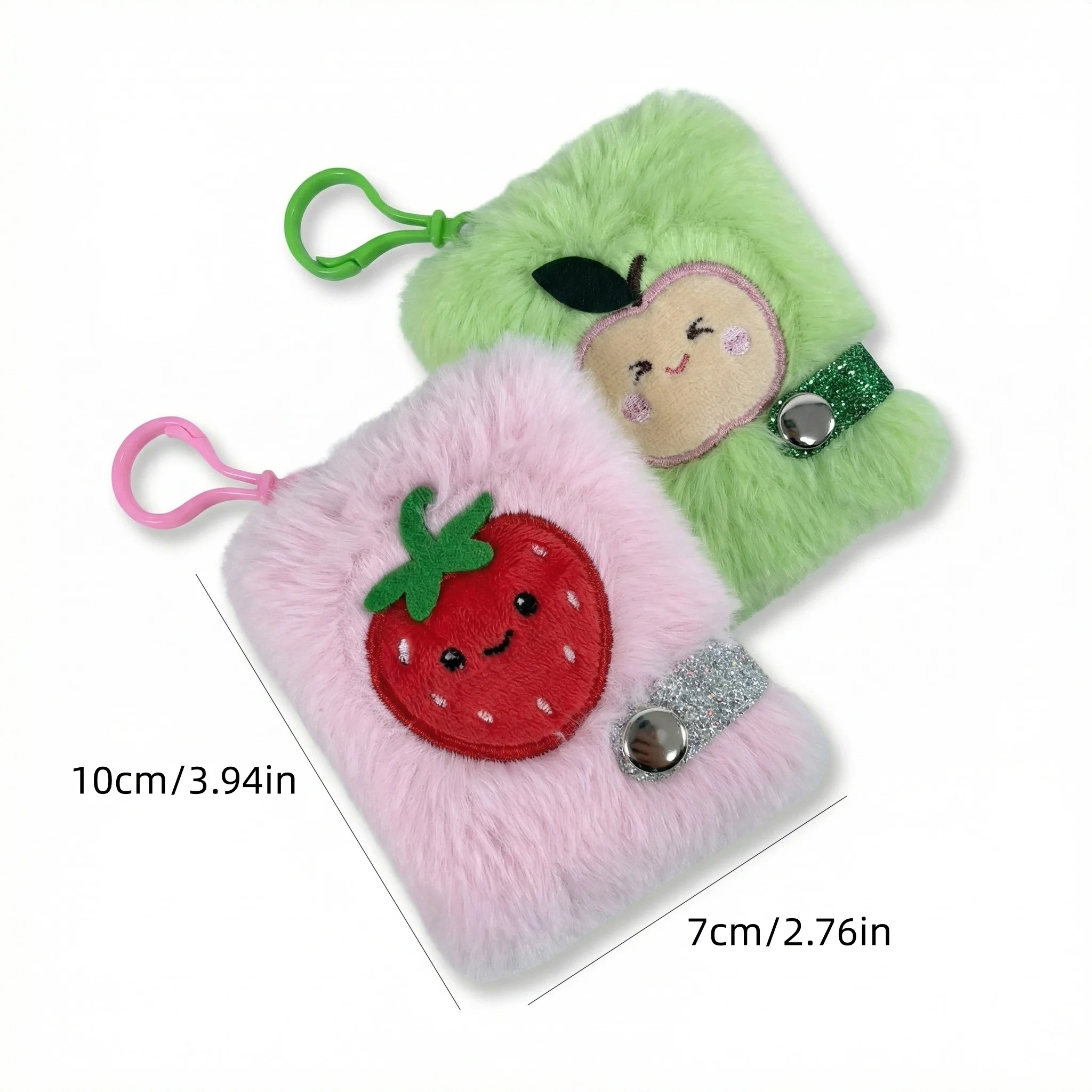 A7 Fruit Patterned Plush Notebook, Portable Notepad, Mini Keychain Notebook, Suitable For Office, Study, Bookkeeping,