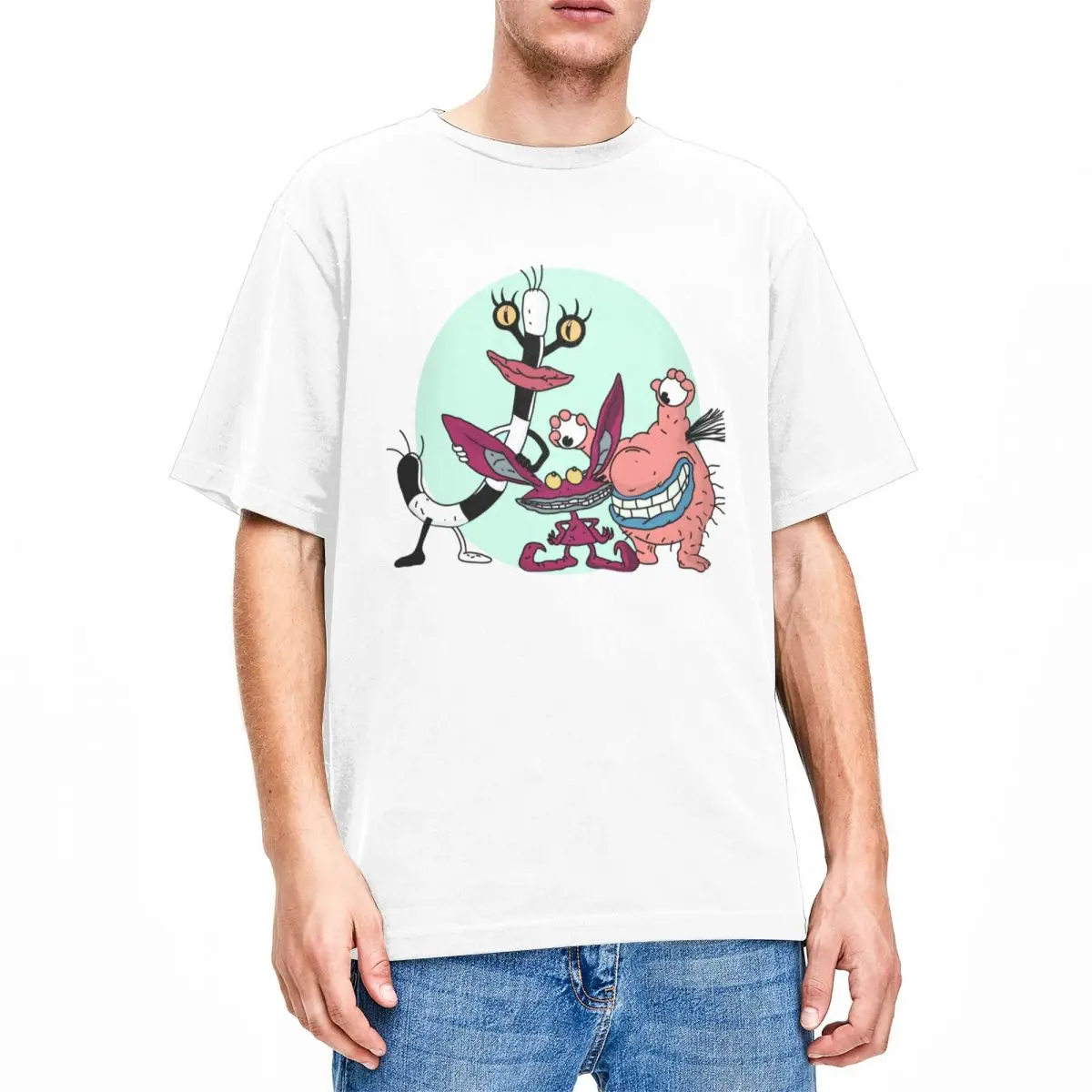 Cartoon AAAHH!! Real Monsters Men Women's T Shirt Merch Hipster Tee Shirt Short Sleeve O Neck T-Shirts Cotton Classic Clothing