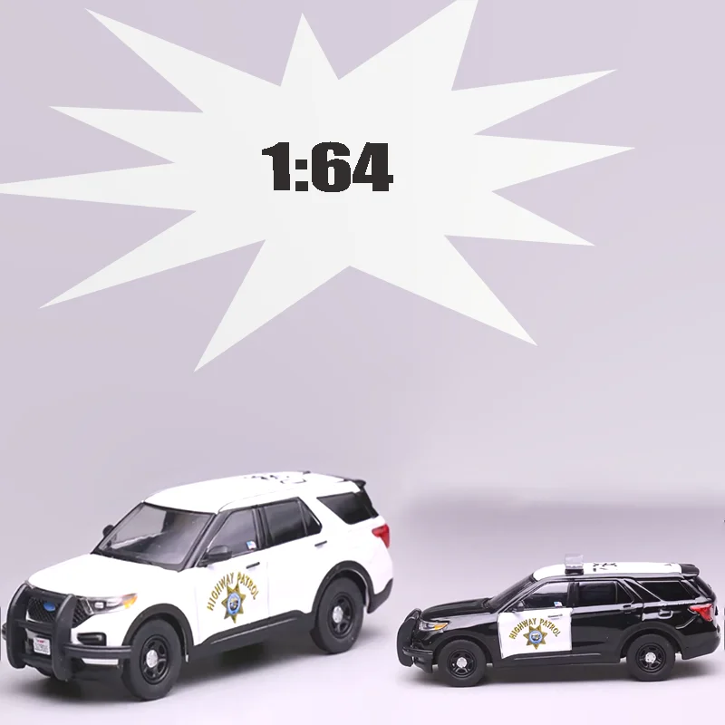 596 1:64 Scale Explorer HIGHWAY PATROL Alloy Police Car Model Simulation Toy Collection souvenir Gift Static Display