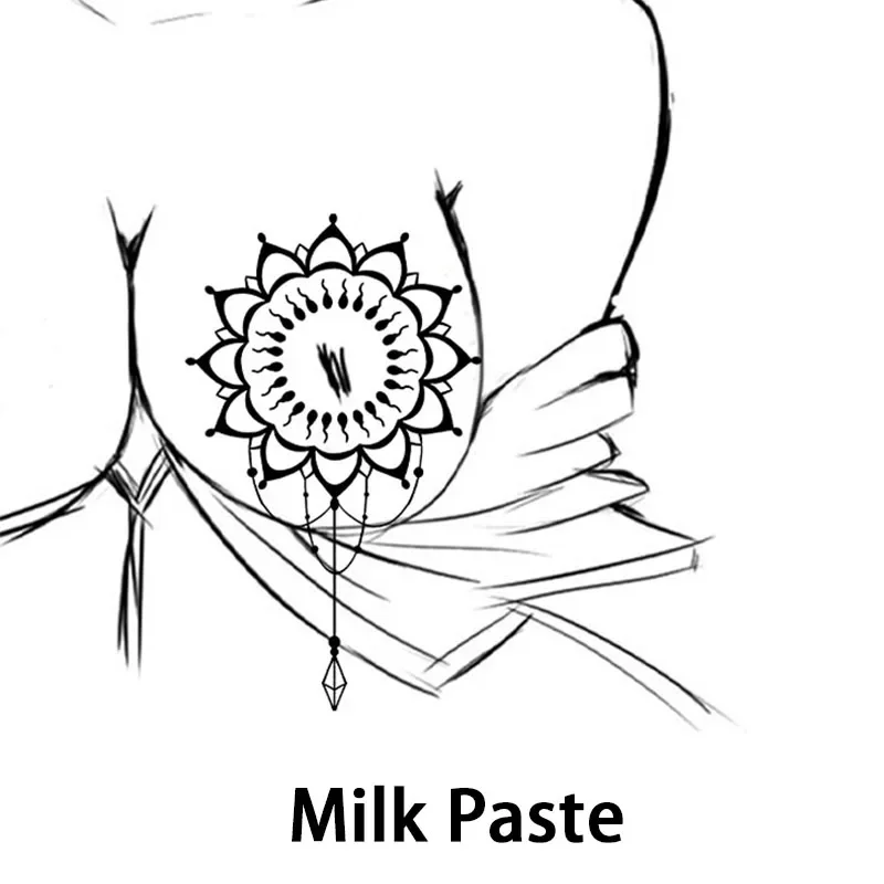 Pure Black Element Chest Temporary Tattoo Sticker Sexy Waterproof Sweatproof Body Art for Women Abdomen Festival Party Decor Set