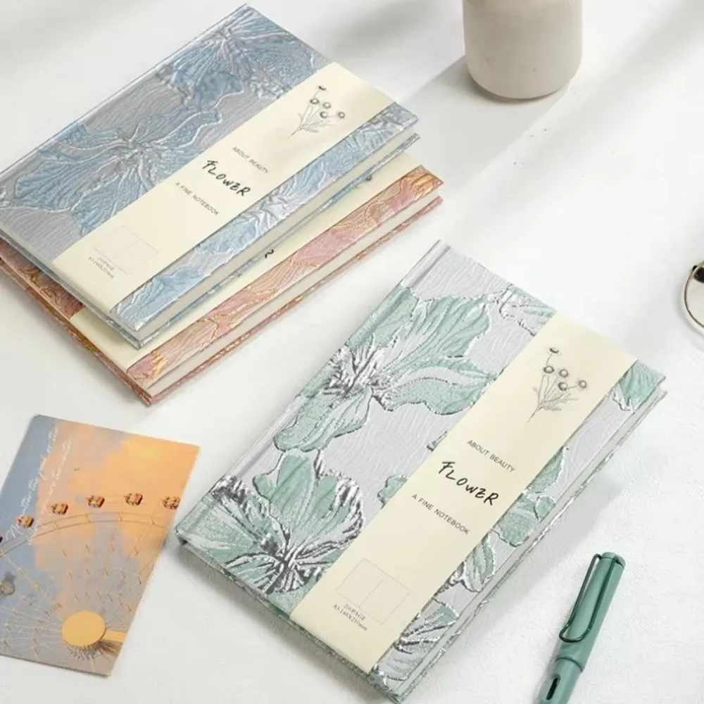Creative A5 Hardcover Notebook Gold Cover Embossed Lily Hand Account Book Thick Paper Notepad Office Supplies