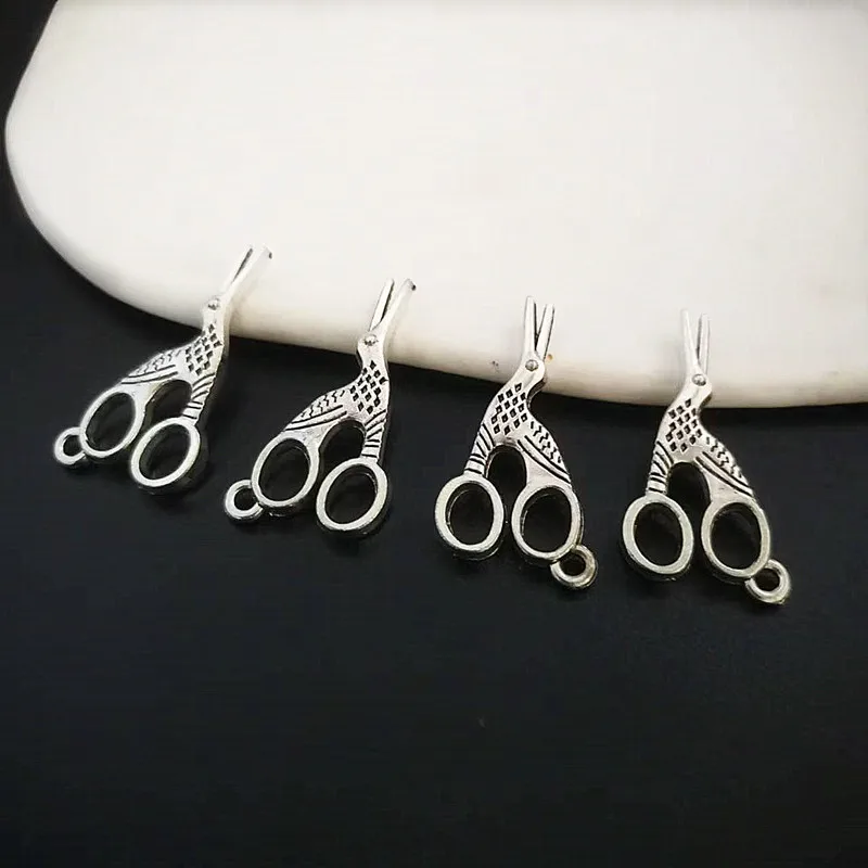 12pcs/lot 14x26mm Antique Silver  Zinc Alloy Scissor Charms Pendant