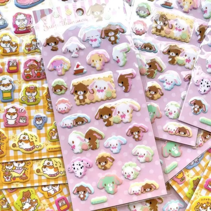 New Sanrio Usahana Sugarbunnies 3D Bubble Stickers Toy Girl's Diary Decorative Stickers Diy Phone Case Camera Decoration Toy Gif