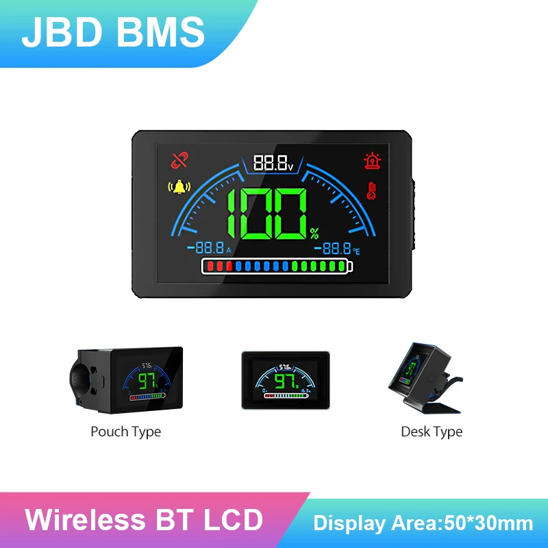 Jiabaida Smart BMS Accessories BT LCD Wireless Displayer Monitor For Electric Vehicles E-bikes Smart Battery Management Systems