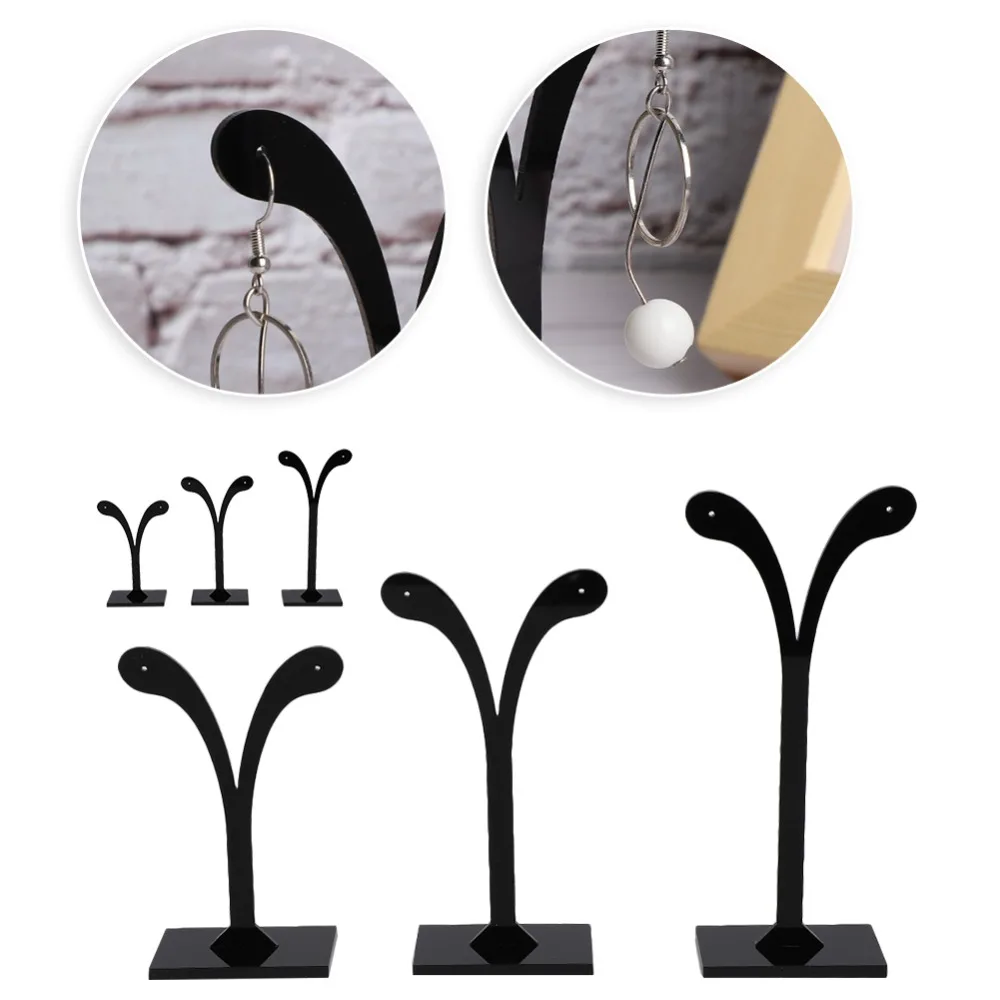 3pcs Acrylic Material Acrylic Earring Display Stand Black Color Durable Construction Ear Stud Display Stand M Display
