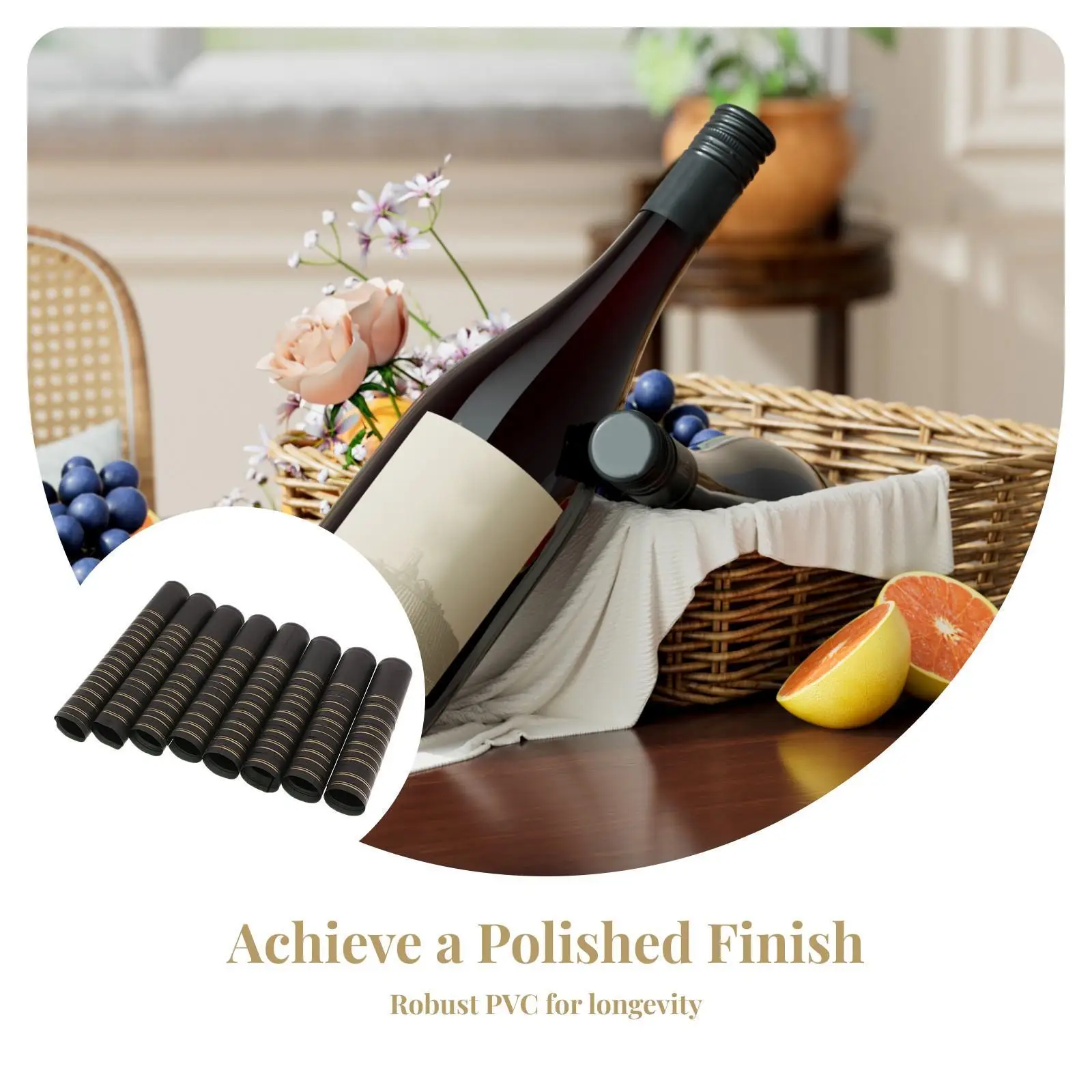 Heat Shrink Capsules PVC Stopper Black Gold Modern Capsule for Wine Bottle Sealing Home Brewing Olive Oil