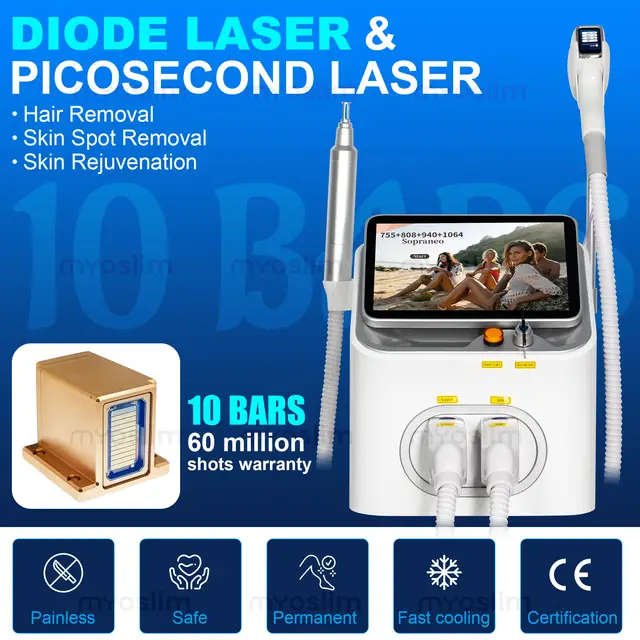 NEW 5000W FAC 10 Bars 2IN1 Diode Picosecond Machine Ice Painless Hair