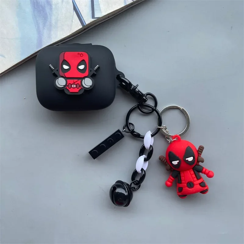 Cartoon Marvel Deadpool Earphone Case for Redmi Buds 6 Active / Buds 4 Active Silicone Protective Cover with Key Chain