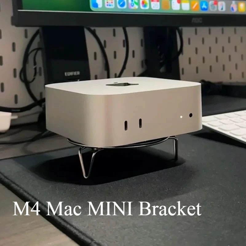 For Mac Mini M4 2024 Stainless Steel Bracket Suitable, Perfect Bottom Heat Dissipation Device, Desktop Base Storage, Silver