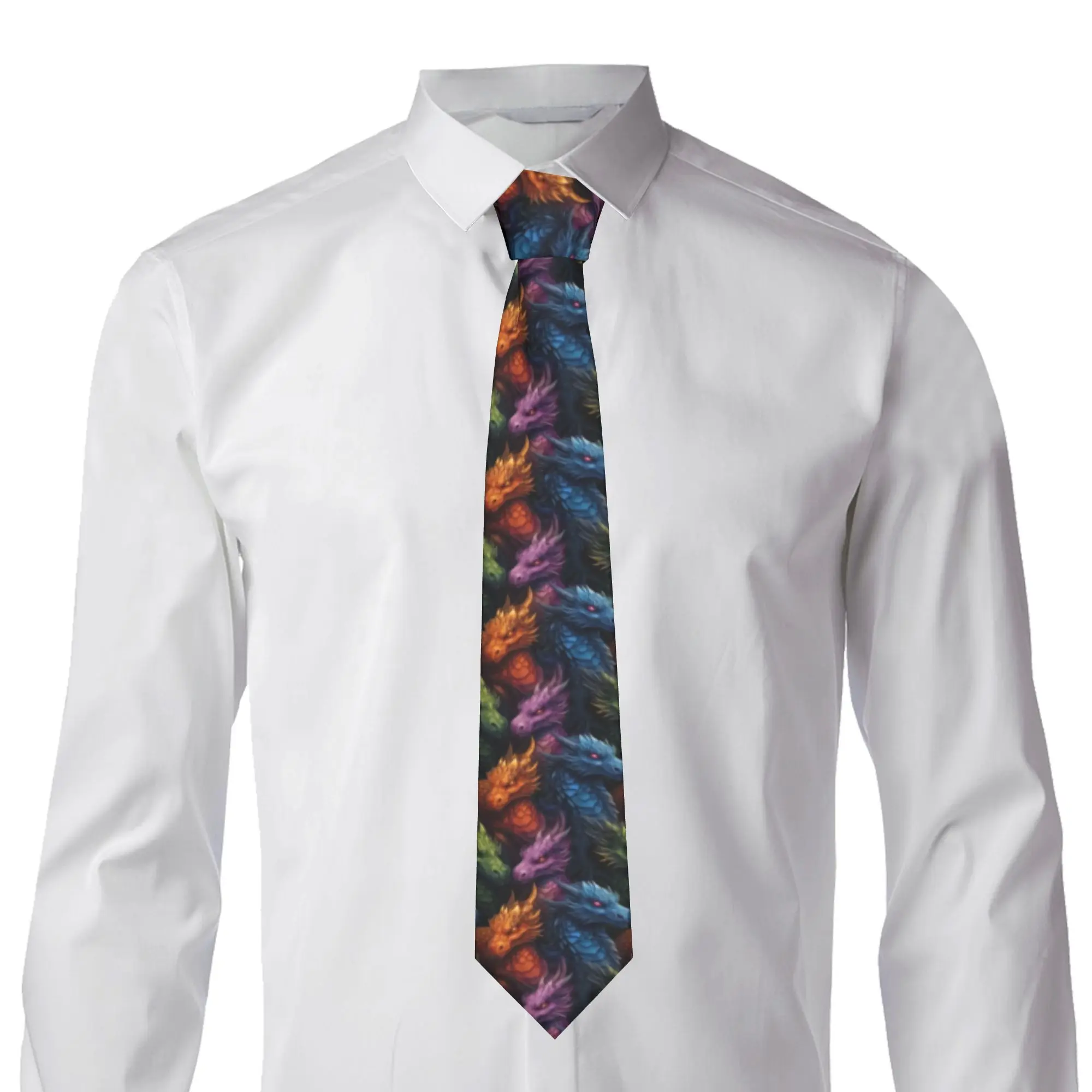 Formal Colorful Dragons  Neck Tie Mens Silk  Necktie for Business Gravatas
