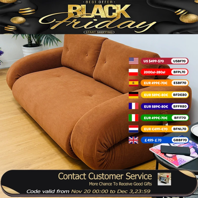 

Подлокотник Европейские диваны для гостиной Оранжевый наполнитель Роскошные двойные сжатые диваны Ленивый салон Divani Soggiorno Мебель для дома