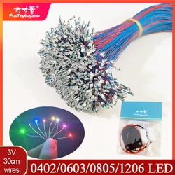 10pcs 3V Pre-wired 0402/0603/0805/1206 Smd Led 30cm Wires hobby Model Kit for Gundam Lighting with Free 1pc Battery Box