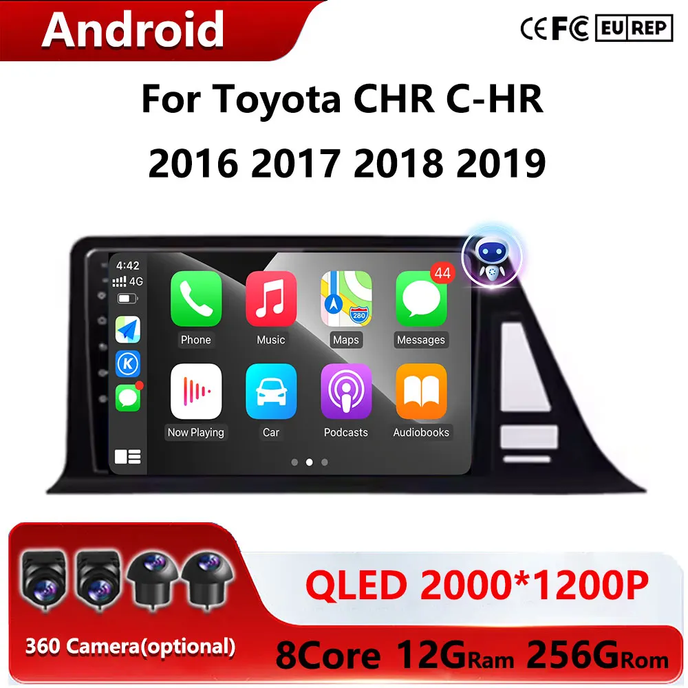 

Android 16 For Toyota CHR C-HR 2016 2017 2018 2019 Carplay Auto 2K Screen Car Radio Multimedia Player WIFI+4G Autoradio Stereo