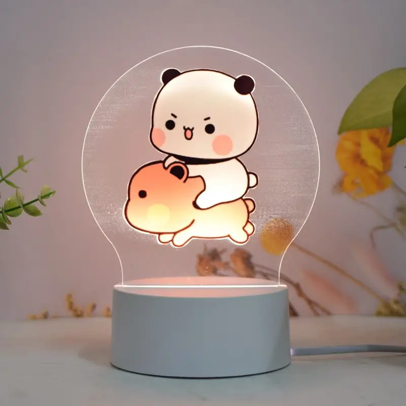 Bubu Dudu Led Night Light Cute Bear Panda Figures Lamp USB Warm Yellow Light Creative Cartoon Home Decorative Christmas Gift