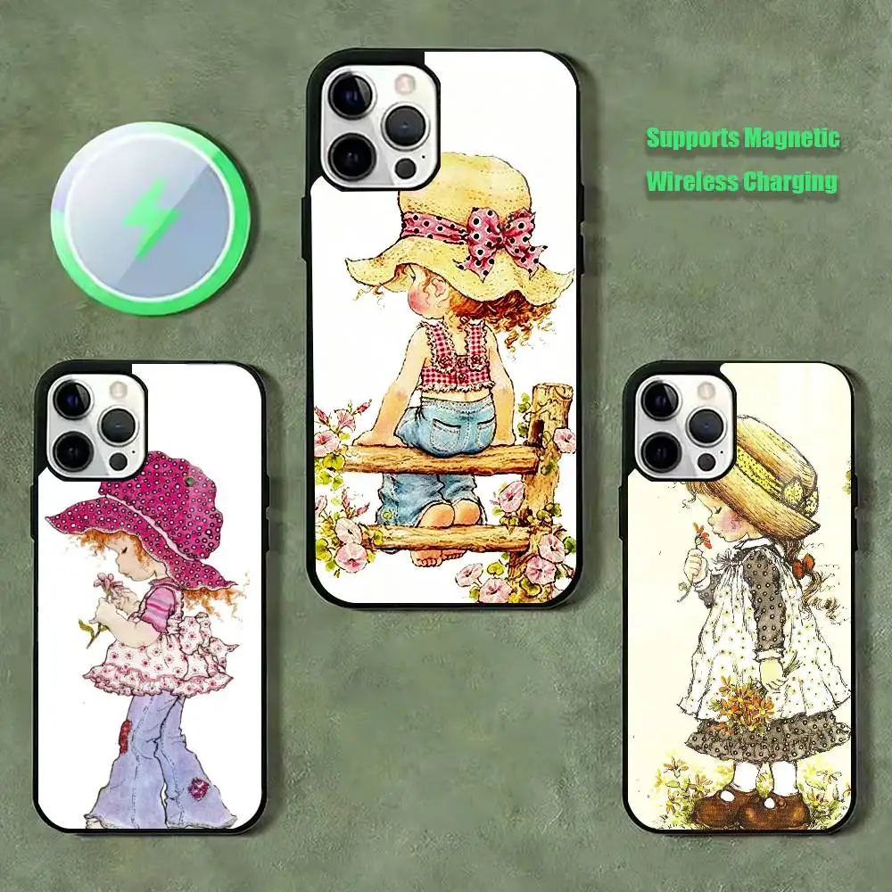 

Cottagecore Girl Sarah Kay Phone Case For iPhone17,16,15,14,13,12,11 Plus,Pro Supports Magnetic Wireless Charging